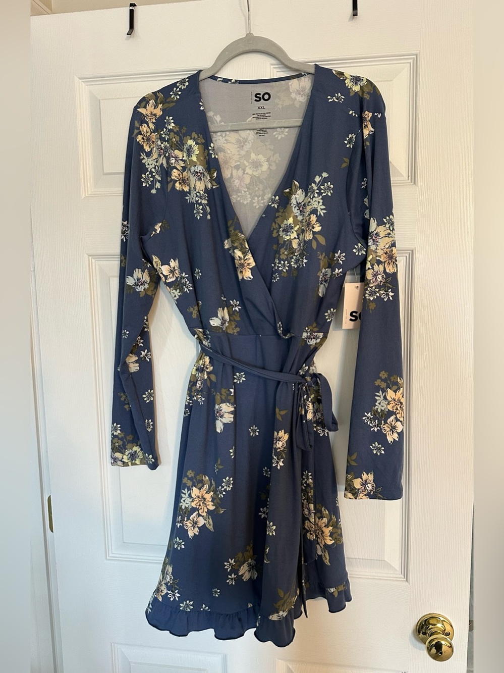 NWT SO Floral Navy Wrap Dress with Tie Waist